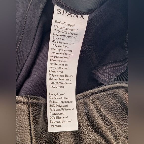 Spanx‎ dark brown faux leather leggins pants size M - Picture 4 of 8